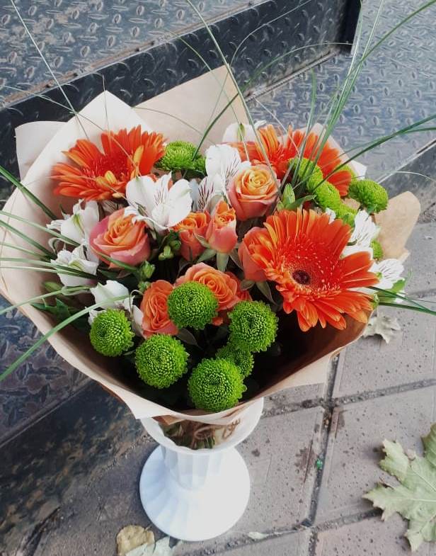 Букет цветов из: Герберы, Хризантемы, Альстромерии и Розы в Золотухино