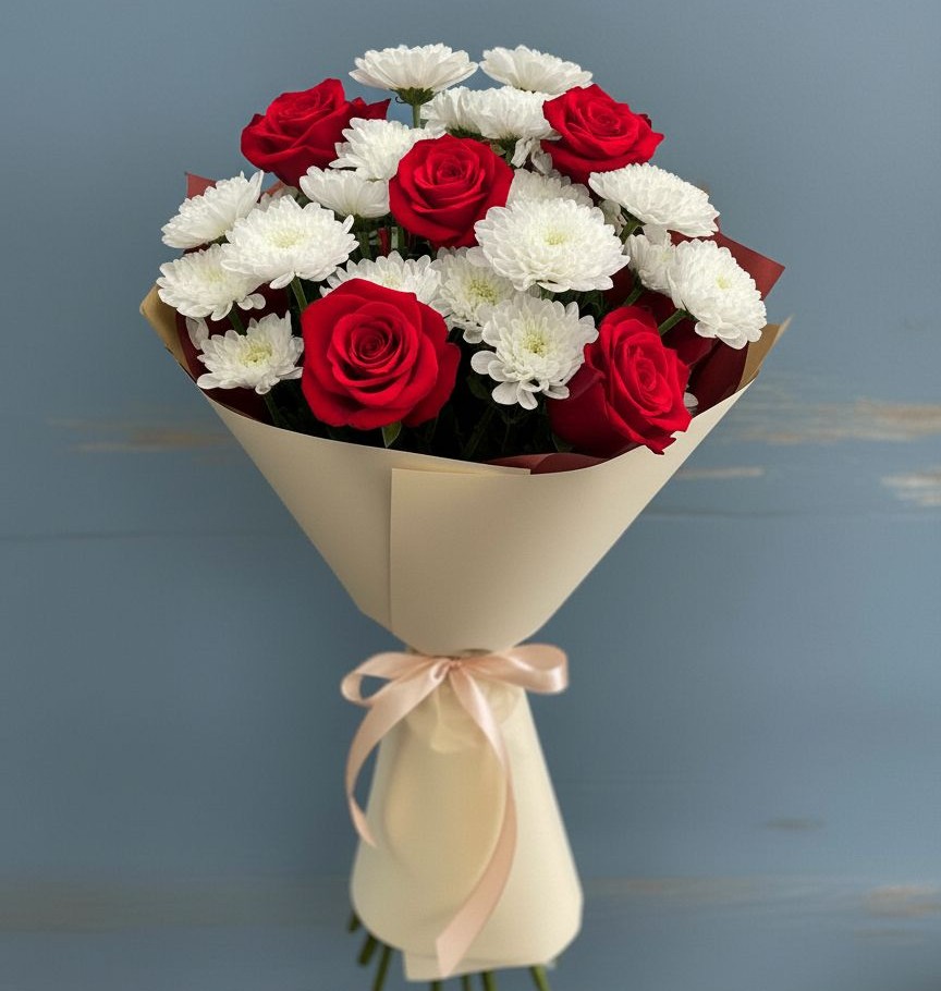 Букет цветов из: Розы и Хризантемы в Золотухино