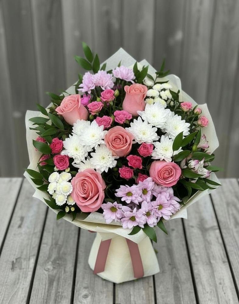 Букет цветов из: Альстромерии, Гвоздики, Розы и Хризантемы в Золотухино