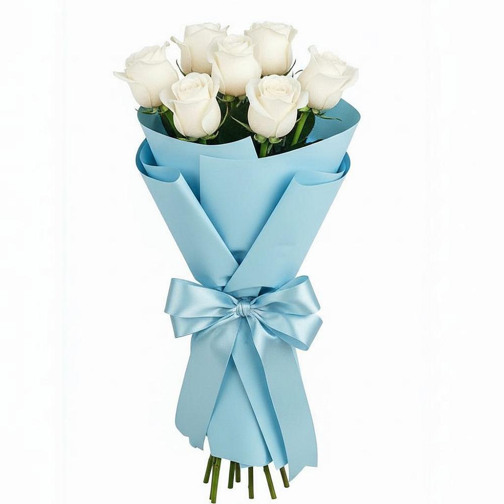 Букет 7 белых роз Проуд в Золотухино