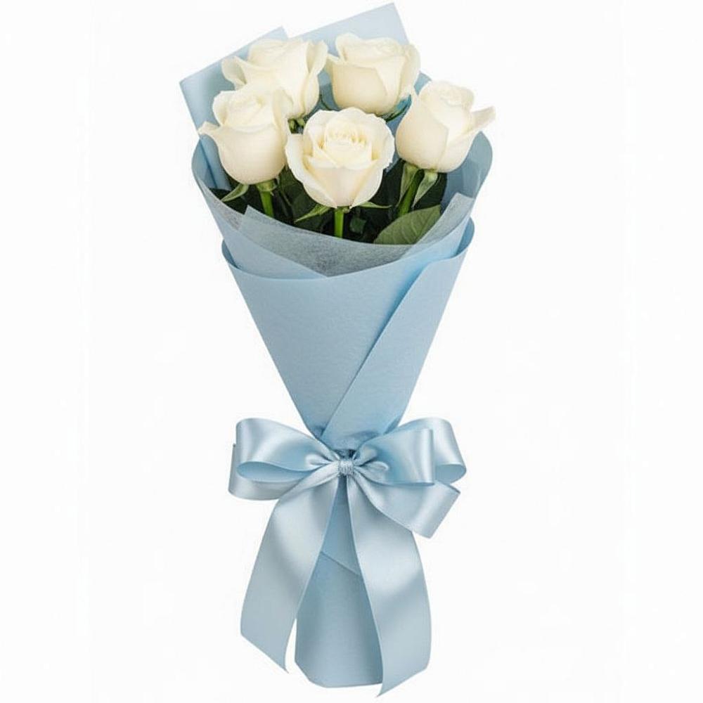 Букет 5 Белых роз Проуд в Золотухино