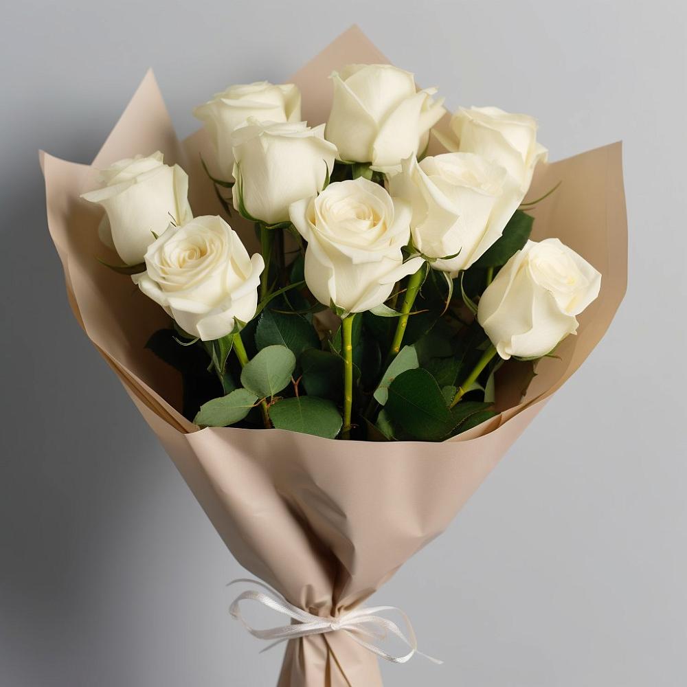 Букет 9 Белых роз Эдлесс Лав в Золотухино