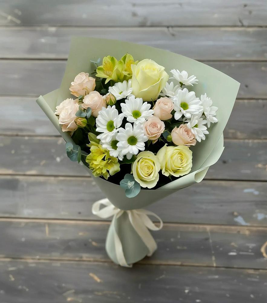 Букет цветов из: Альстромерии, Розы и Хризантемы в Золотухино