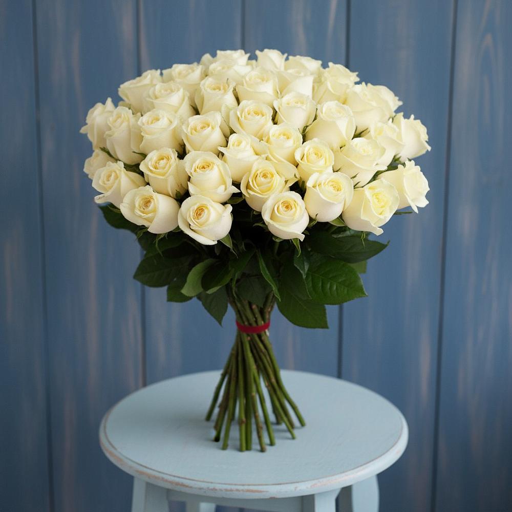Букет 51 Белая роза Эдлесс Лав в Золотухино