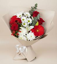 Букет цветов из:  Розы, Хризантемы, Герберы и Лилии в Золотухино