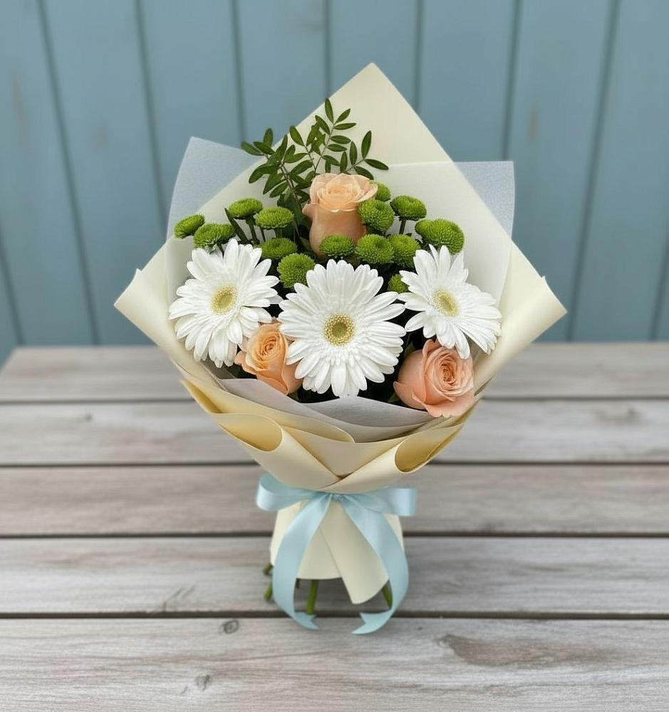 Букет цветов из: Герберы, Розы и Хризантемы в Золотухино