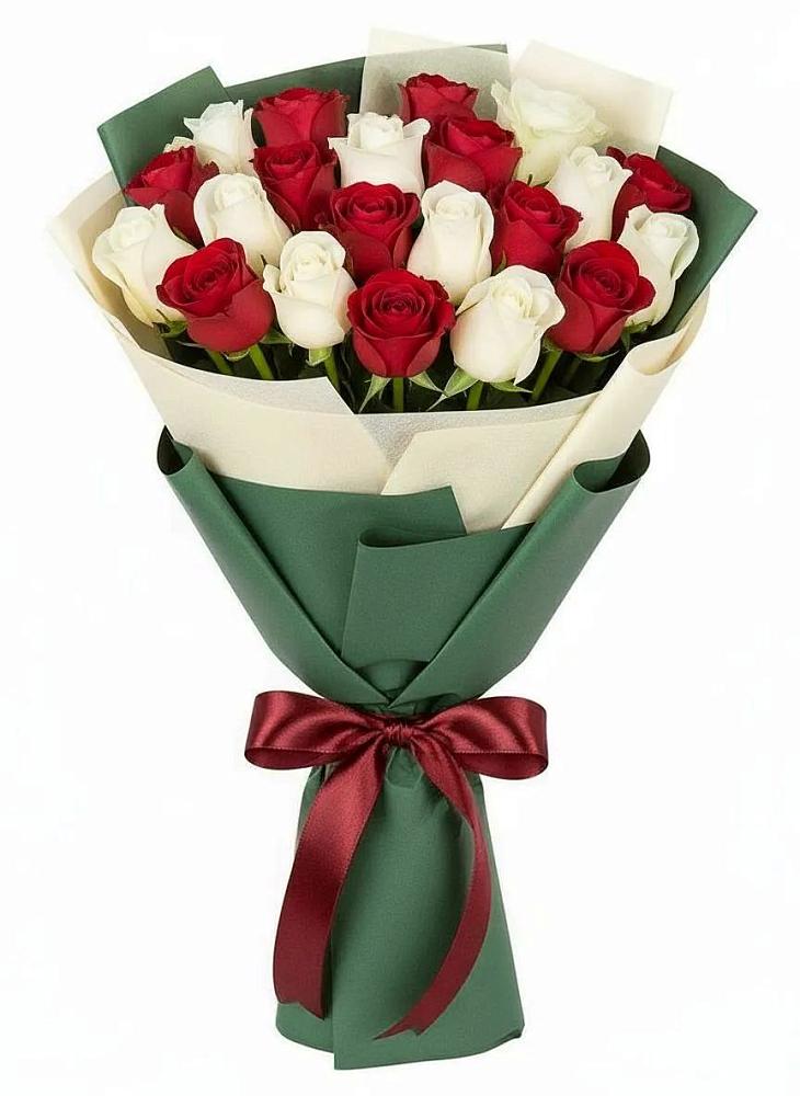 Букет Микс из красных и белых роз в Золотухино