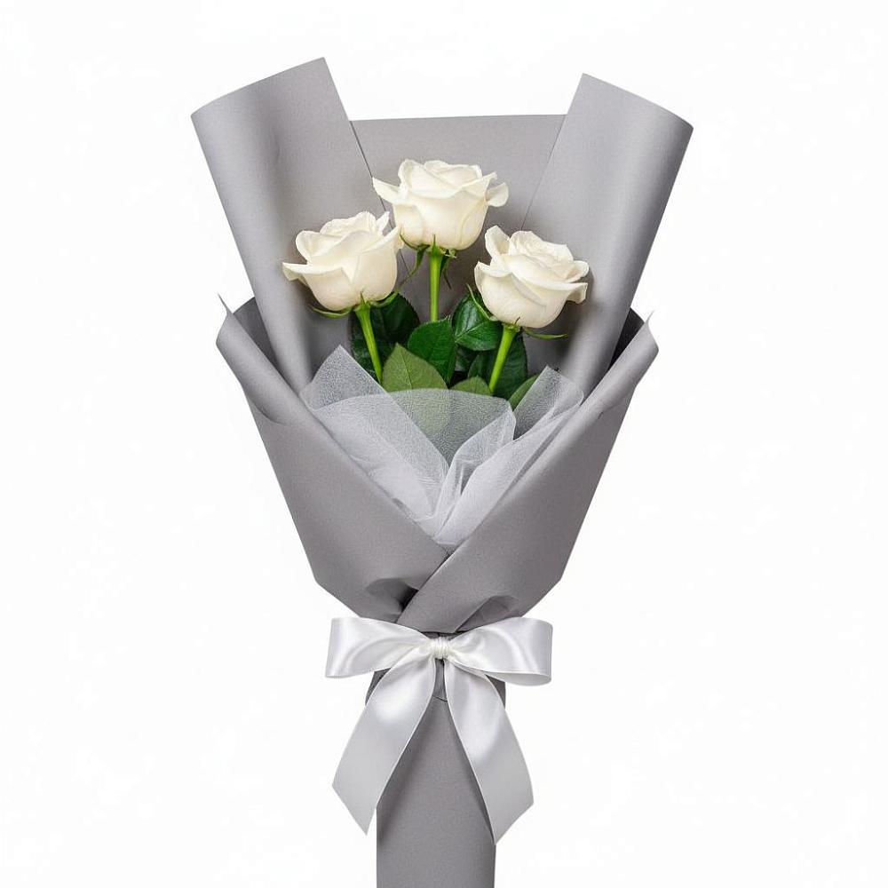 Букет 3 белые розы в Золотухино