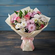 Букет цветов из:  Хризантемы, Альстромерии и Розы #REPLACE_PRED# Золотухино