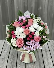 Букет цветов из:  Альстромерии, Гвоздики, Розы и Хризантемы в Золотухино