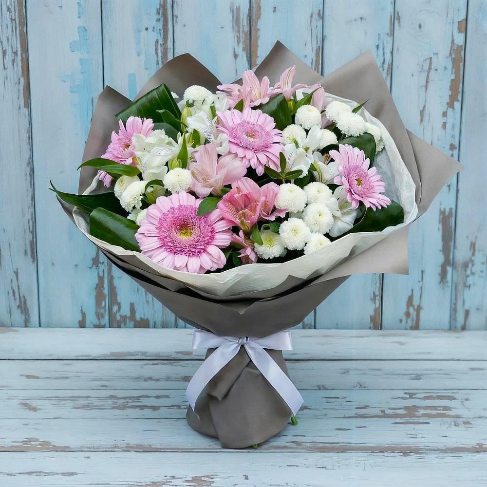 Букет цветов из: Герберы, Альстромерии и Хризантемы в Золотухино