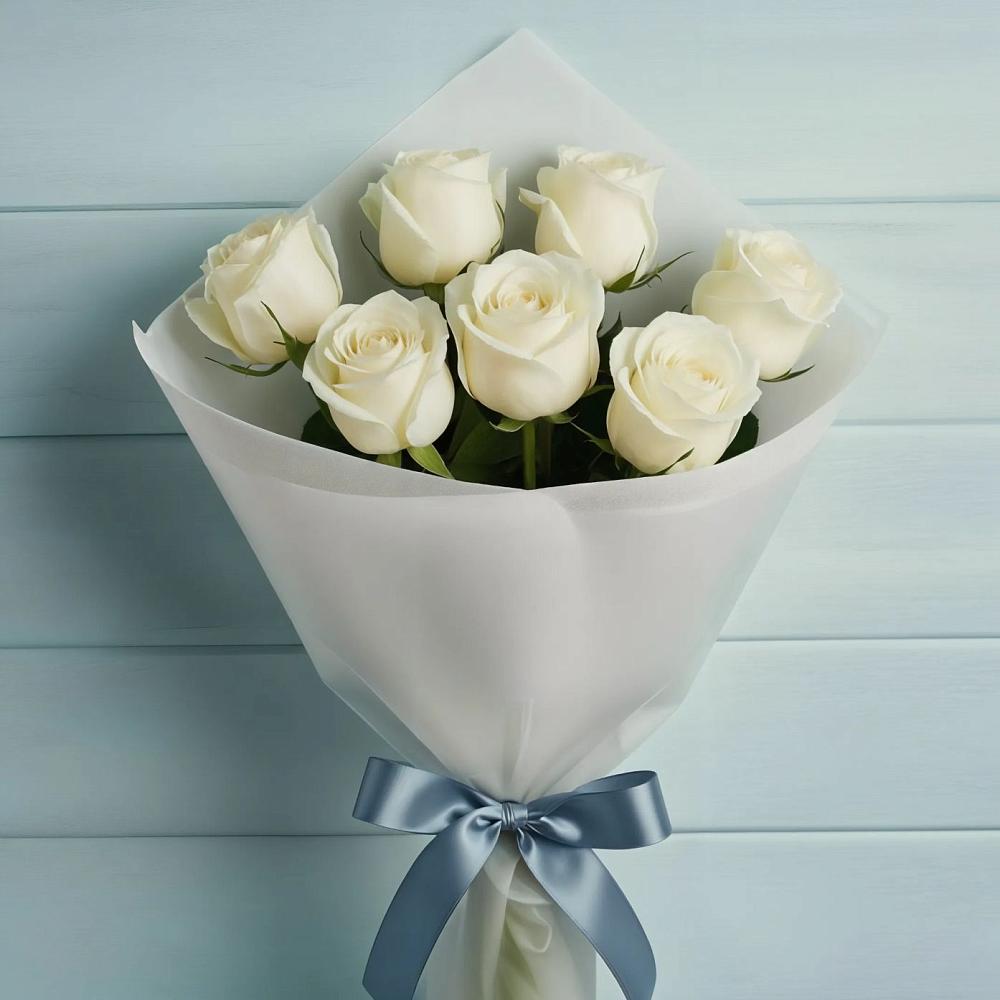 Букет 7 Белых роз Эдлесс Лав в Золотухино